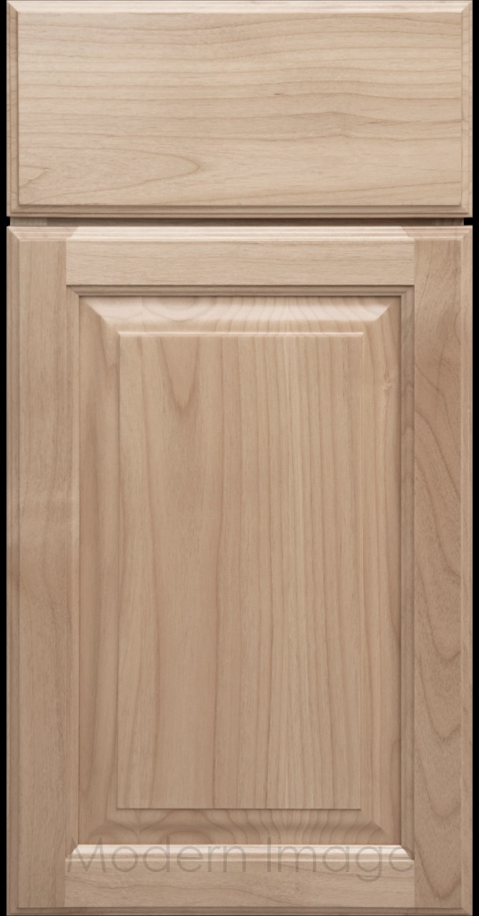 Ghost matte stained Hampton raised panel kitchen cabinets with flat slab drawer fronts.